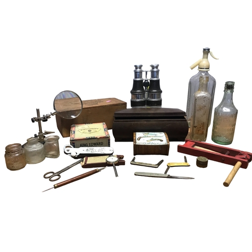 116 - A collection of Collectable Vintage and Antique Items- including Aluminium Telescopic Binoculars, Pe... 