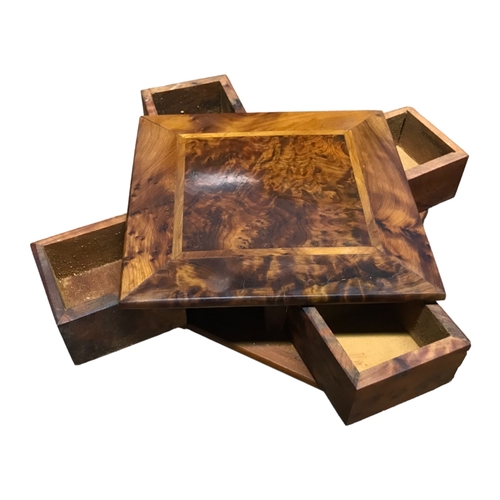 153 - A Wooden puzzle box and other examples with Inlaid Wooden Plaque