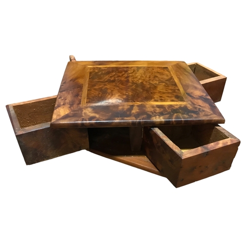 153 - A Wooden puzzle box and other examples with Inlaid Wooden Plaque