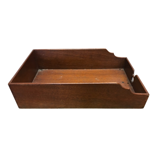 154 - Vintage Wooden Letter Tray with Wooden cover