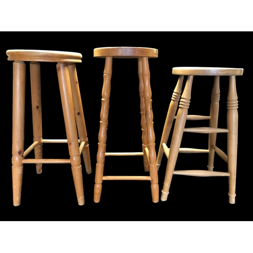 15 - 3 Pine Bar Stools - Tallest 27