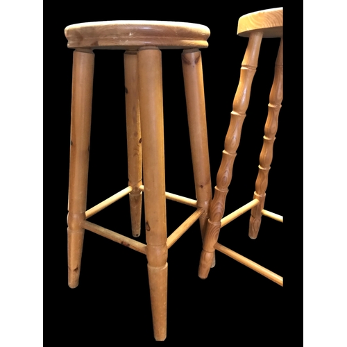 15 - 3 Pine Bar Stools - Tallest 27