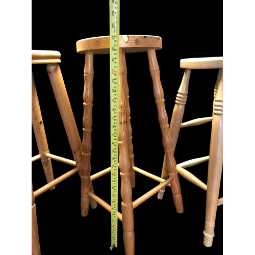 15 - 3 Pine Bar Stools - Tallest 27