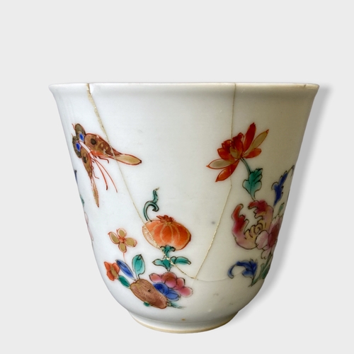 192 - Chinese Famille Rose porcelain tea bowls & saucer.
Overglaze enamels painted Fruit, flowers & Butter... 