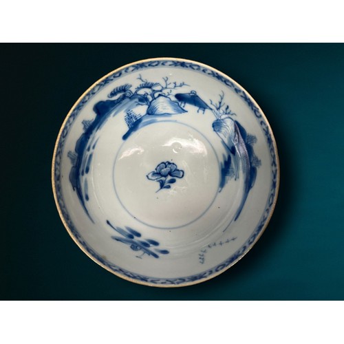 190 - A CHINESE KANGXI PERIOD, BLUE AND WHITE CAFE-AU-LAIT GLAZED LANDSCAPE BOWLS 
Nanking Cargo, 
CHRISTI... 