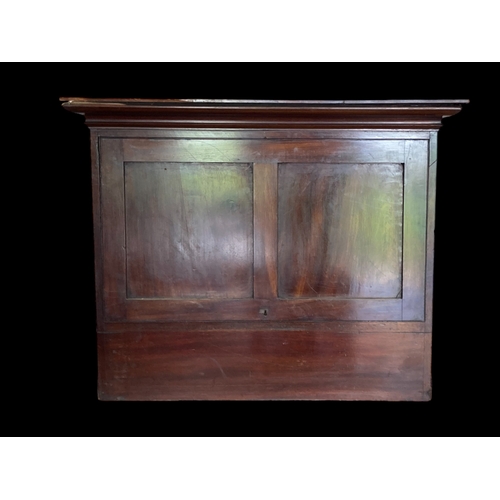 2 - A VICTORIAN PIGEON HOLE CABINET. LIFTING FRONT PANEL TO REVEAL PIGEON HOLES.  DRAWER TO VERSO.
63 TA... 