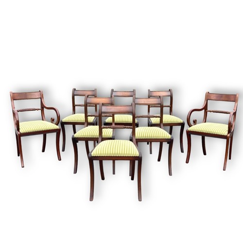 1 - A set of eight Regency style Rope back dining chairs. Six diners and two carvers. 
20th-century.