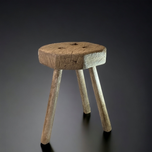 2 - A 19TH CENTURY RUSTIC WELSH MILKING STOOL. 
33CM TALL