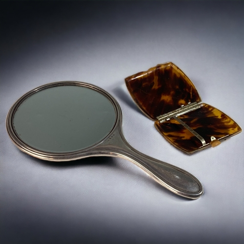 30 - A MISCELLANEOUS COLLECTION OF SILVER & TORTOISESHELL OBJECTS. INCLUDING A HAND MIRROR, CIGARETTE CAS... 