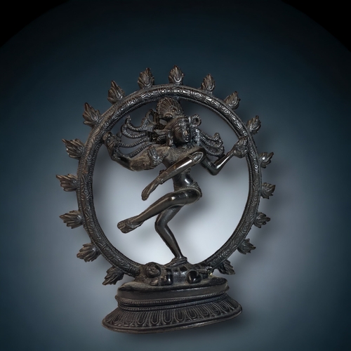 163 - A 20TH CENTURY INDIAN BRONZE FIGURE OF SHIVA NATARAJA. 
15.5 X 15CM