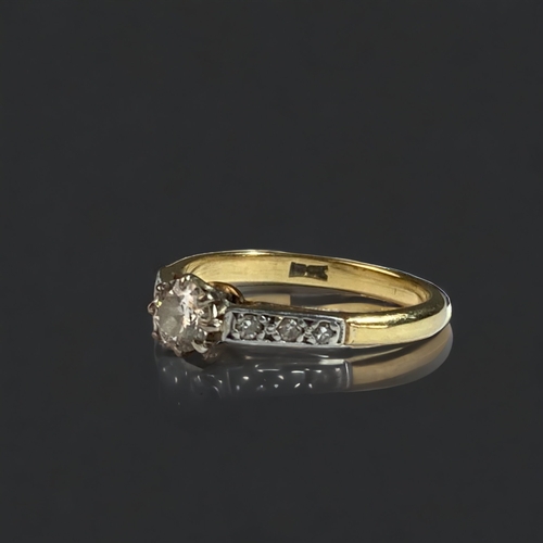 43 - AN 18ct GOLD LADIES DIAMOND SOLITAIRE RING.
APPROX 0.25CT.
SIZE M.