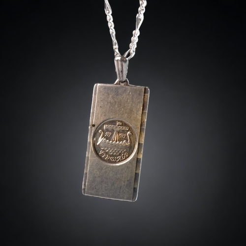 64 - A 925 SILVER INGOT PENDANT & SILVER CHAIN.
37 X 15MM