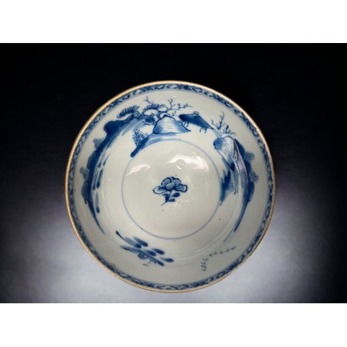 141 - A CHINESE KANGXI PERIOD, BLUE AND WHITE CAFE-AU-LAIT GLAZED LANDSCAPE BOWLS 
Nanking Cargo, 
CHRISTI... 