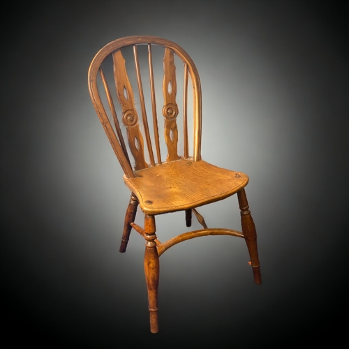 6 - A VICTORIAN YEW & ELM BENTWOOD WINDSOR CHAIR, TOGETHER WITH A CANE SEAT EXAMPLE.