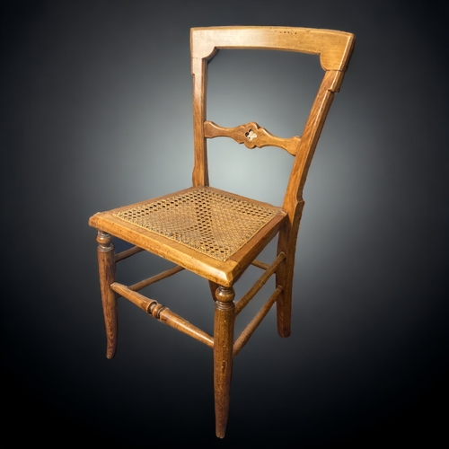 6 - A VICTORIAN YEW & ELM BENTWOOD WINDSOR CHAIR, TOGETHER WITH A CANE SEAT EXAMPLE.