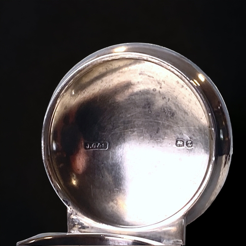 97 - AN ASPREY OF LONDON 925 SILVER TOPPED GLASS INKWELL. H/M JOHN GRINSELL & SONS. 
6.5CM TALL