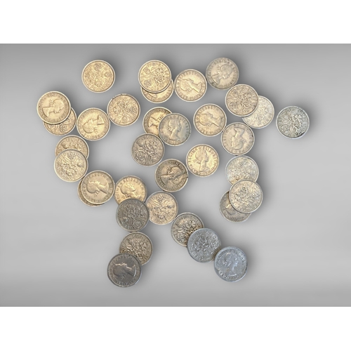 20 - A Lot of 34 Queen Elizabeth II Nickel silver sixpences, 1953 – 1969.