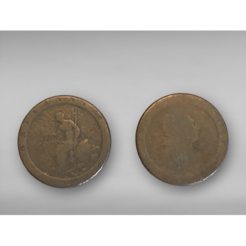 21 - Two large George III Cartwheel pennies, 1797.