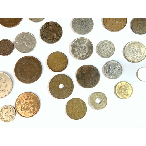 23 - A COLLECTION OF LATE 19TH / 20TH CENTURY MIXED FOREIGN COINS. 
FAIR & FINE CONDITION.