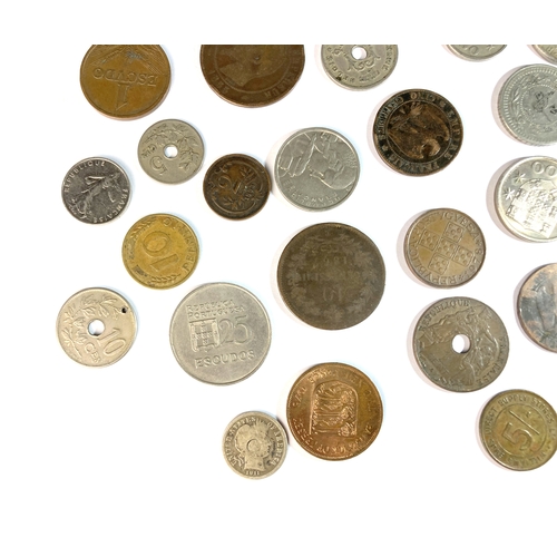 23 - A COLLECTION OF LATE 19TH / 20TH CENTURY MIXED FOREIGN COINS. 
FAIR & FINE CONDITION.