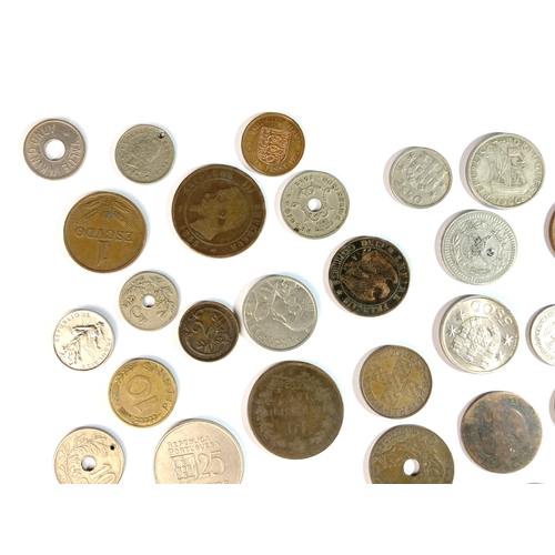 23 - A COLLECTION OF LATE 19TH / 20TH CENTURY MIXED FOREIGN COINS. 
FAIR & FINE CONDITION.