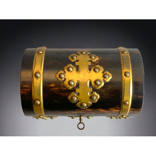 108A - A Victorian Coromandel dome topped perfume box. 
Circa 1870.
With decorative brass mounts. 
Interior... 