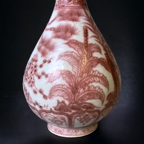 145 - A Large Chinese underglaze Copper red porcelain vase. 
Yuhuchunping shape. 
28cm Tall