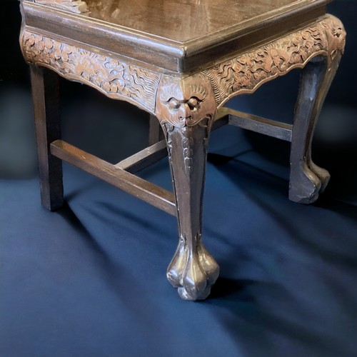 167 - A pair of vintage Deep carved Chinese hardwood Chairs.