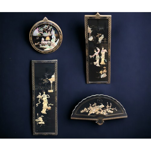 376 - VINTAGE JAPANESE LAQUER WALL HANGING PLAQUES