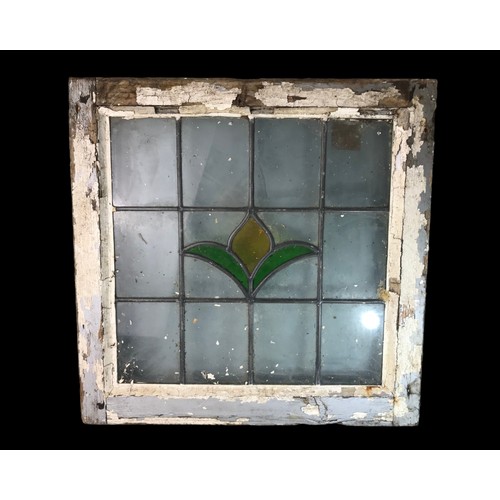 17A - A SET OF 4 RECLAIMED VICTORIAN LEADED LIGHT STAINED WINDOW PANELS.