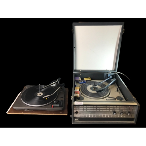 380 - A VINTAGE GARRARD TURNTABLE WITH A SUITCASE BSR RECORD PLAYER