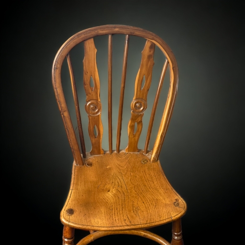 30 - A VICTORIAN YEW & ELM BENTWOOD WINDSOR CHAIR, TOGETHER WITH A CANE SEAT EXAMPLE.