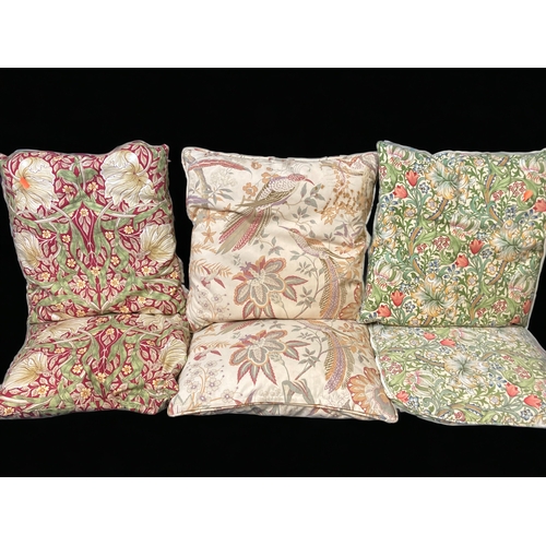 120 - A COLLECTION OF 7 WILLIAM MORRIS SCATTER CUSHIONS  PLUS TWO SIMILAR.