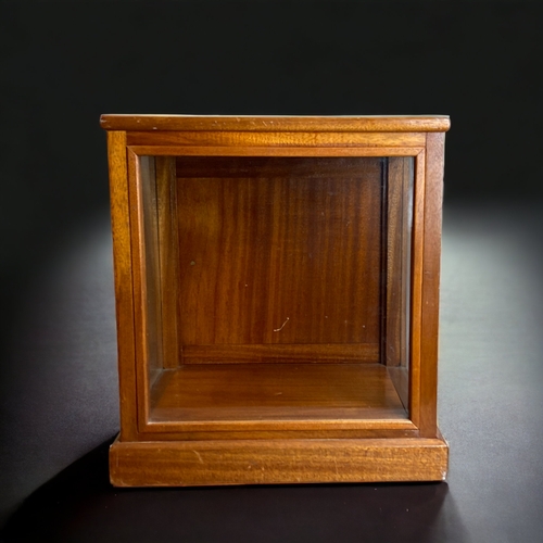 35 - A WOOD & GLASS PANELLED TROPHY / DISPLAY CASE. HINGED ACCESS DOOR TO BACK. 
40 X 36.5 X 28.5