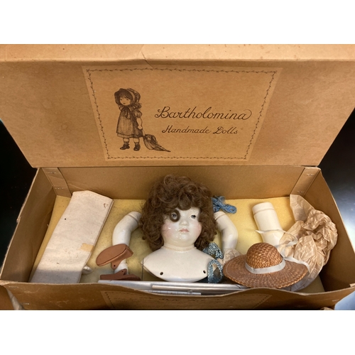 174 - THREE BOXED VINTAGE BARTHOLOMINA (Carolyn McSweeney), HAND-MADE DOLLS.