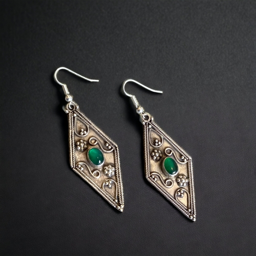 107 - TWO PAIRS OF 925 SILVER LADIES EARRINGS. ONE SET WITH CHRYSOCOLLA CABOCHON.