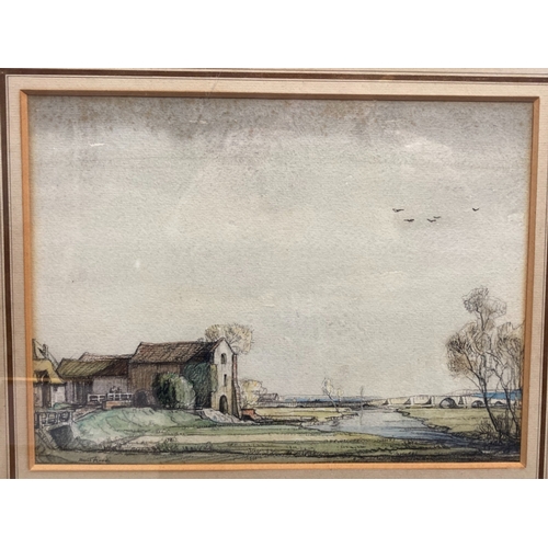 355 - AN EARLY 20TH CENTURY WATERCOLOUR.
SIGNED 'HESTER FLOOD', DEPICTING A RURAL LANDSCAPE.
49 X 41.5 (IN... 