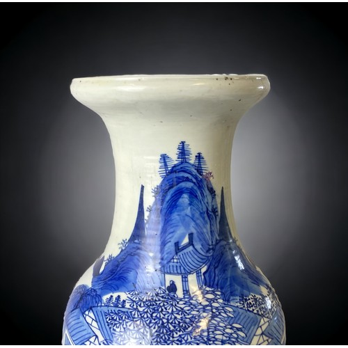 247 - A large 19th-century Chinese Celadon blue & white painted vase. 
57cm Tall