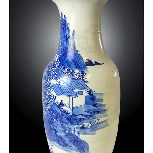 247 - A large 19th-century Chinese Celadon blue & white painted vase. 
57cm Tall