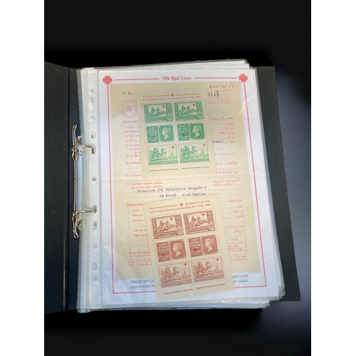 378 - A FOLDER CONTAINING MAINLY RED CROSS RELATED EPHEMERA & STAMPS. DATING MAINLY TO THE 1ST-HALF OF THE... 