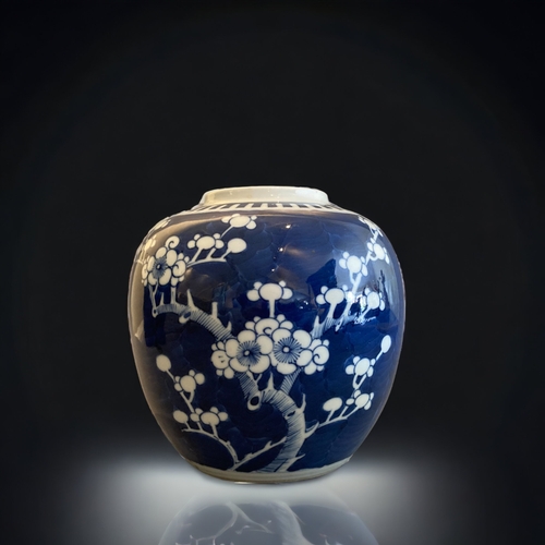 212 - A LARGE EARLY 20TH CENTURY CHINESE PORCELAIN 'PRUNUS' JAR. 
16.5 X 16 CM