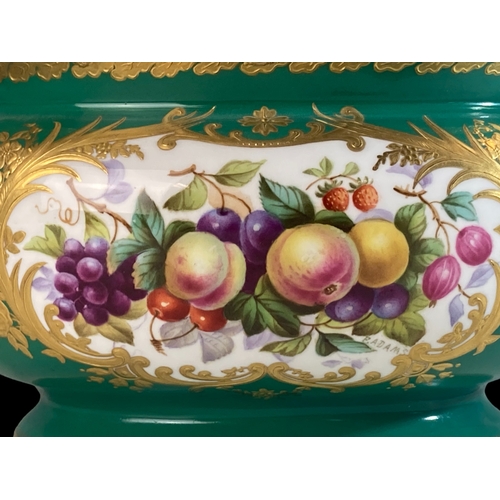 146 - A VICTORIAN SPODE PORCELAIN TUREEN. PAINTED & SIGNED P. ADAMS, DEPICTING STILL LIFE FRUITS WITH GILT... 