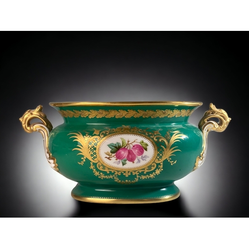 146 - A VICTORIAN SPODE PORCELAIN TUREEN. PAINTED & SIGNED P. ADAMS, DEPICTING STILL LIFE FRUITS WITH GILT... 