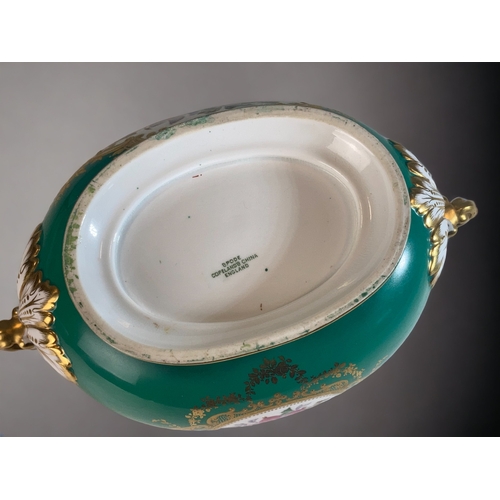 146 - A VICTORIAN SPODE PORCELAIN TUREEN. PAINTED & SIGNED P. ADAMS, DEPICTING STILL LIFE FRUITS WITH GILT... 