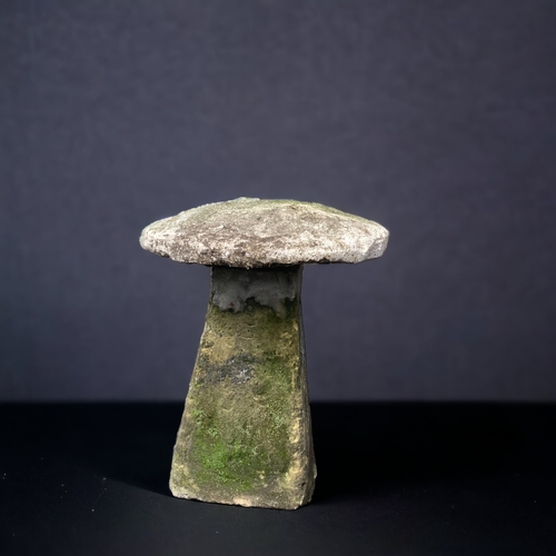 370 - A VICTORIAN RECLAIMED STADDLE STONE.
HAS FITTED PIPE TO BASE SO SIT'S LOOSELY.