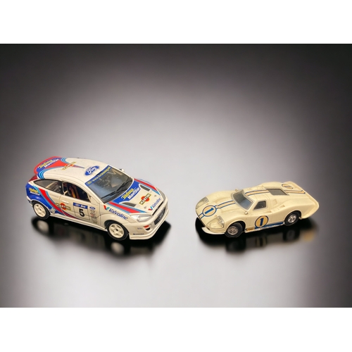 363 - TWO LARGE BURAGO MODEL CARS TOGETHER WITH A SIMILAR HASBRO FORD EXAMPLE.