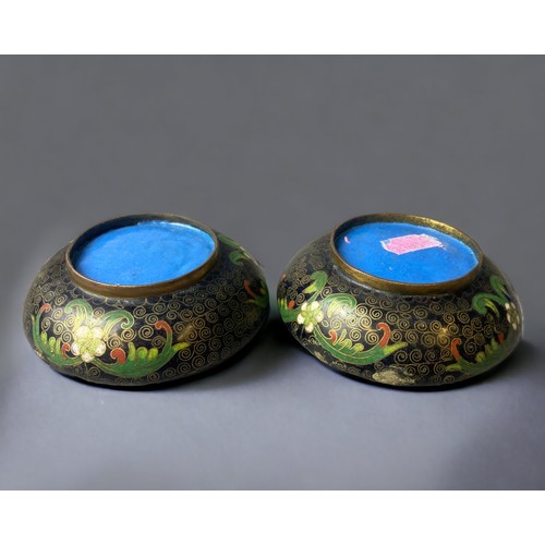 263 - Pair of Vintage Chinese Cloisonné Brush Washer pots