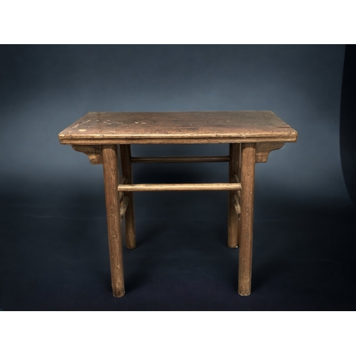 13 - A CHINESE ELM WOOD ALTAR TABLE.
EARLY 20TH CENTURY.
84 X 96 X 48CM
