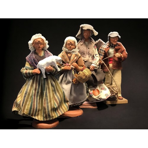 173 - Collection 10, French Santon de Provence Folklore Dolls. Signed Claude Carbonel , Daniele, Chave, Yo... 