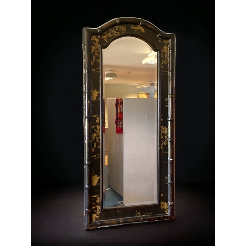 388 - A VINTAGE CHINOISERIE WALL MIRROR.